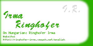 irma ringhofer business card